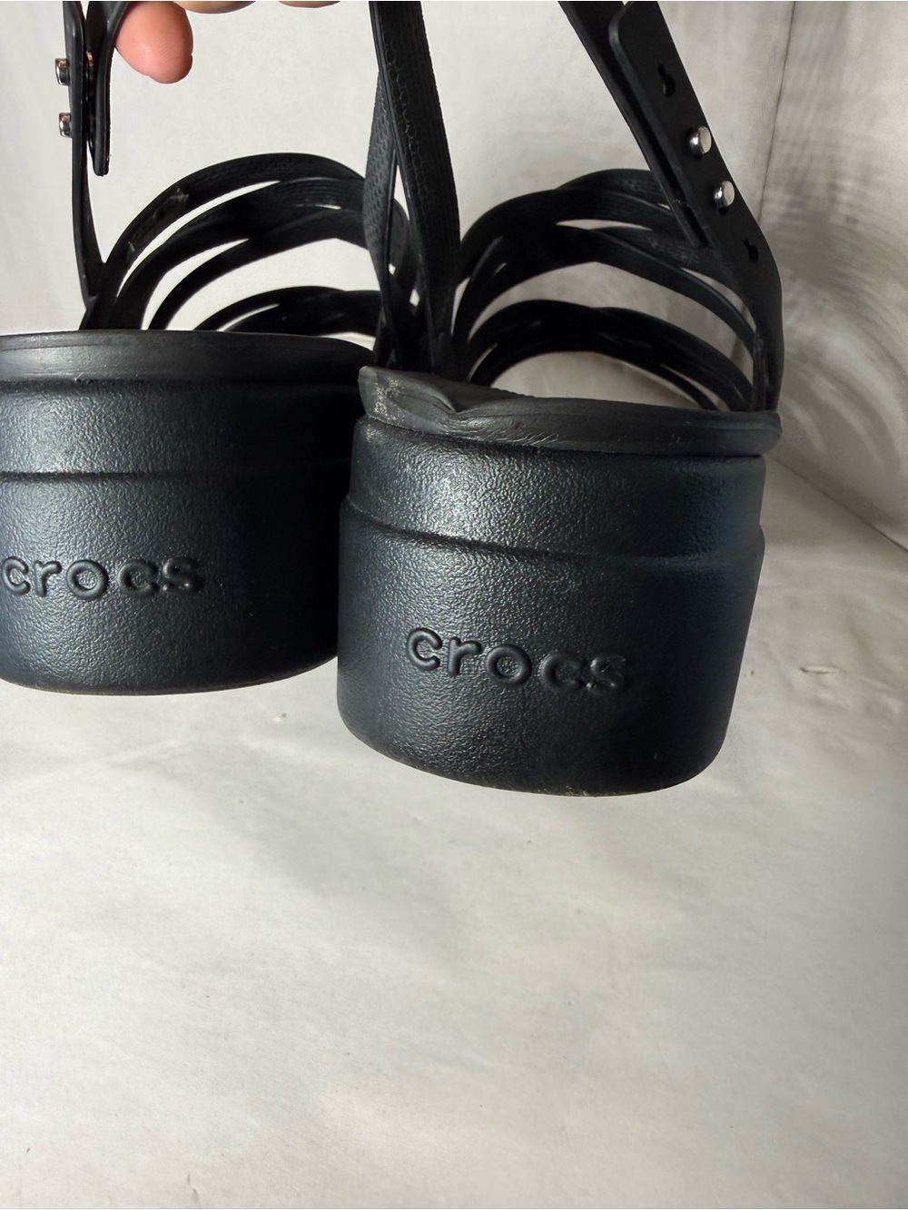Crocs Literide Brooklyn Womens 8 Platform Wedge Black Casual Comfort Strappy - Picture 7 of 9